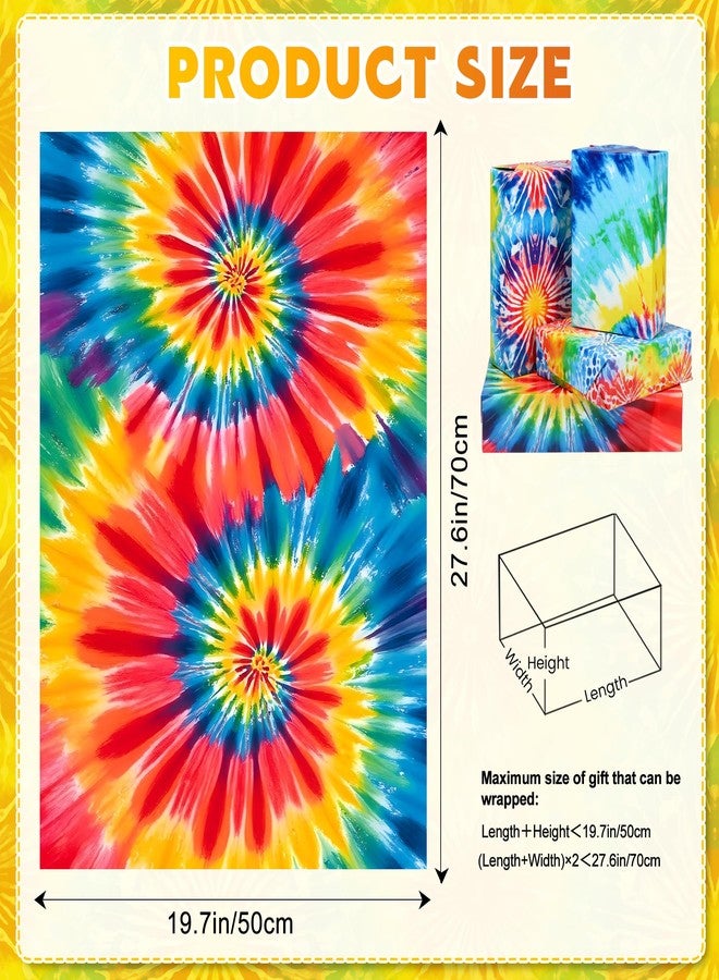 Pineraap 12 Sheets Tie Dye Wrapping Paper, 19.7 x 27.6 Inches, Colorful Rainbow Wrapping Paper Tie Dye Birthday Party Decorative Art Paper for Valentine's Day Wedding Retro Rustic Decor - Image 4